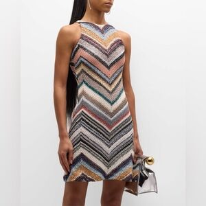 NWT Missoni Chevron Knit Sequin Mini Dress IT40 Crochet Neiman Marcus Italy